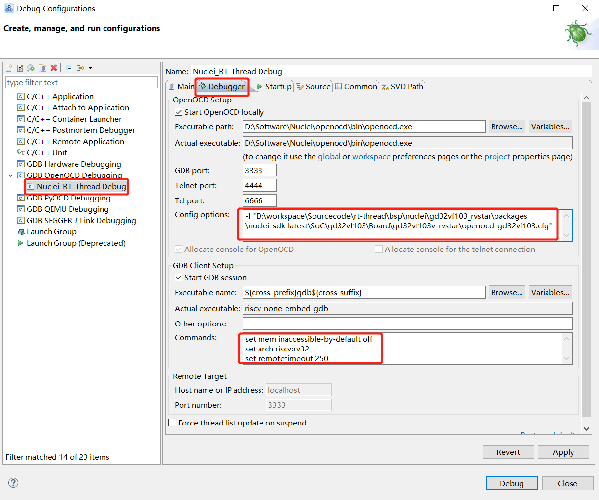 Configure OpenOCD configuration file