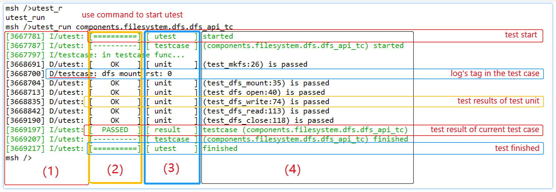 utest log display