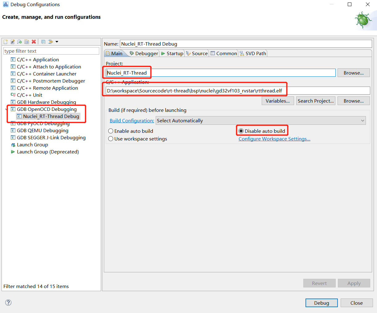 Create OpenOCD Debugging Configuration