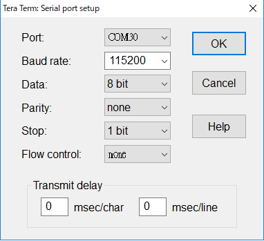 Serial settings